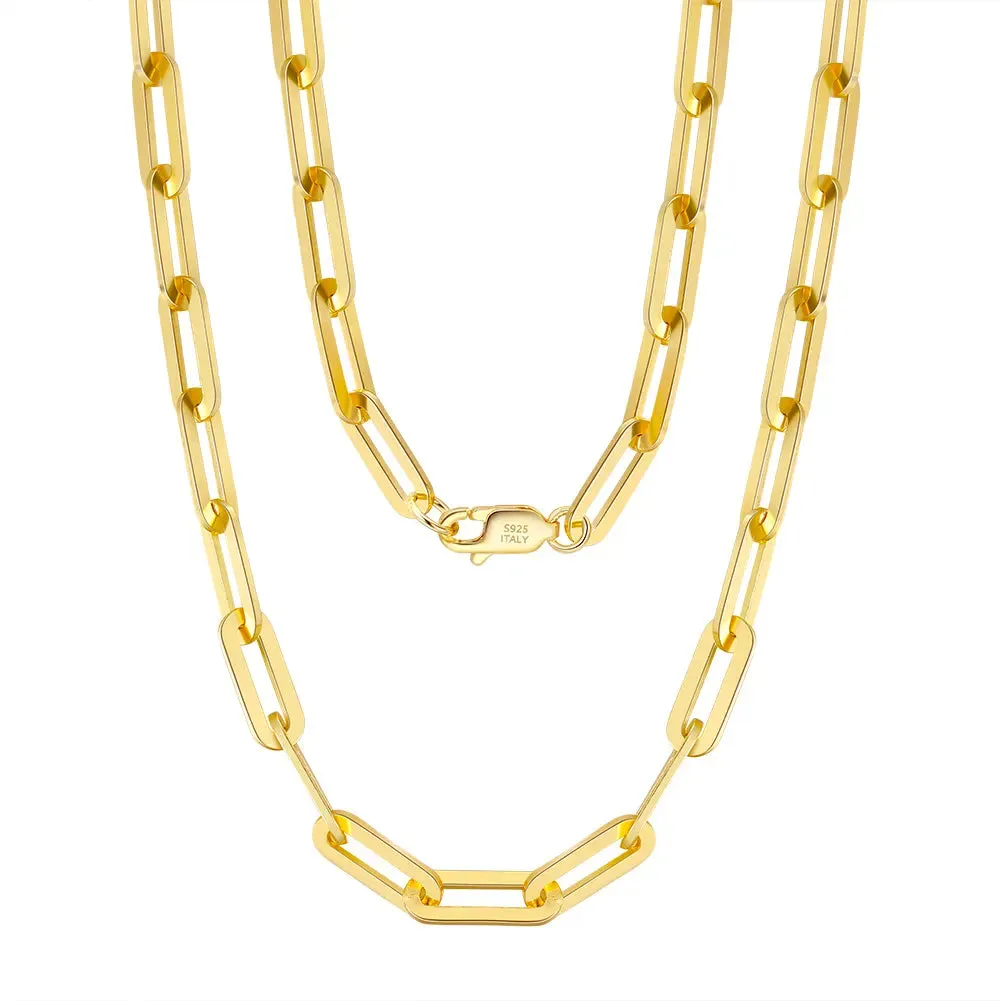 925 Sterling Silver Paperclip Link Chain Necklace