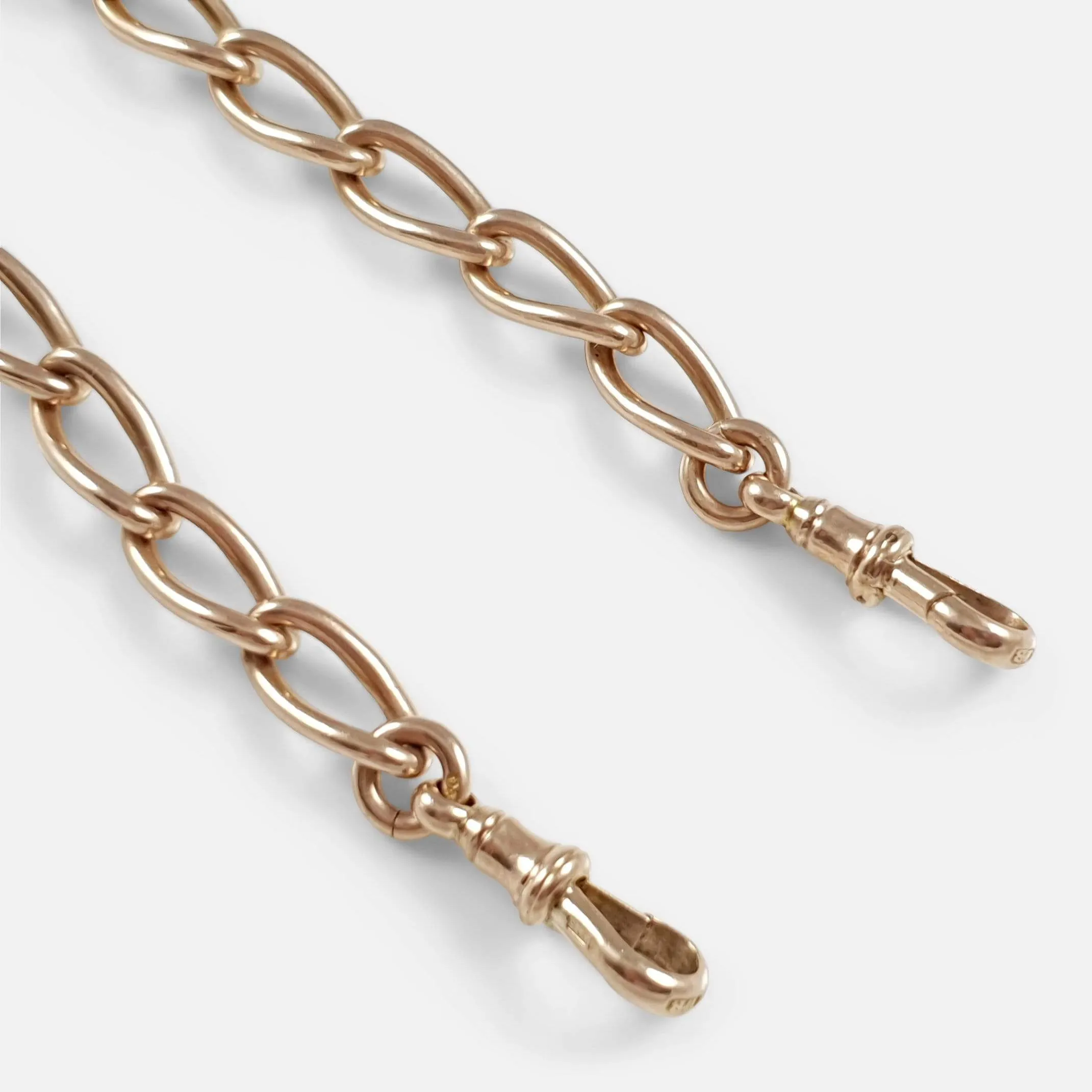 9ct Rose Gold Double Albert Watch Chain 45.5 Grams