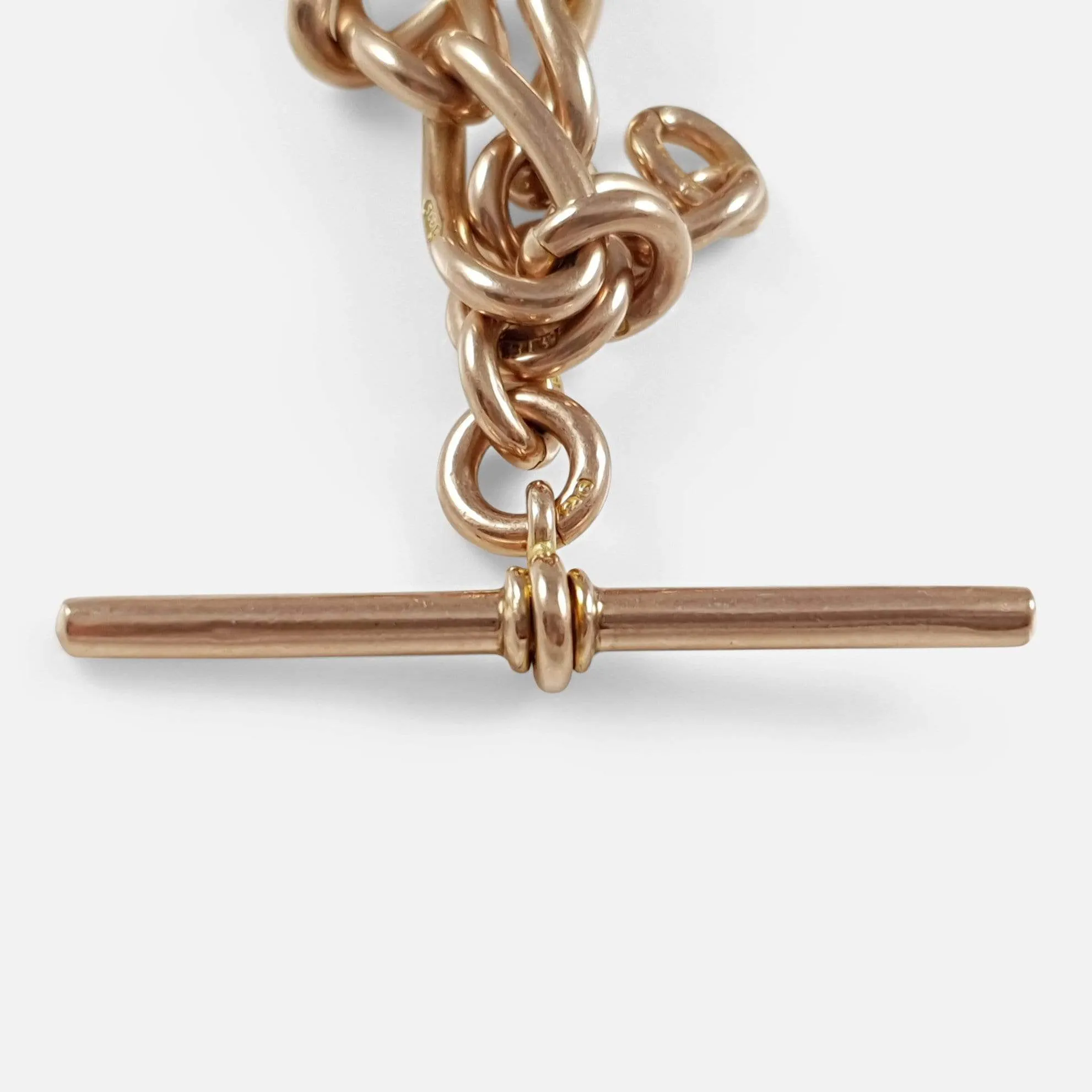 9ct Rose Gold Double Albert Watch Chain 45.5 Grams