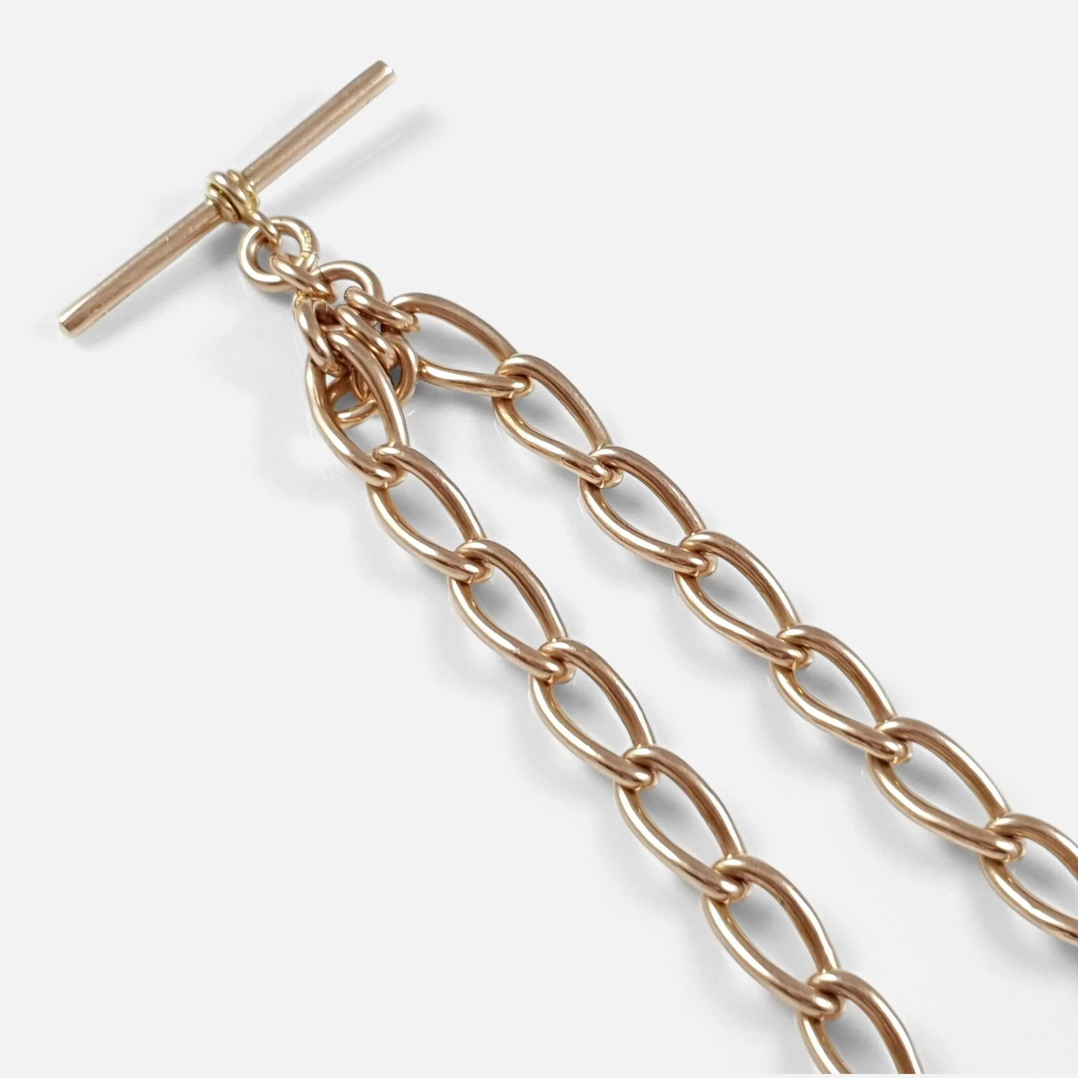 9ct Rose Gold Double Albert Watch Chain 45.5 Grams