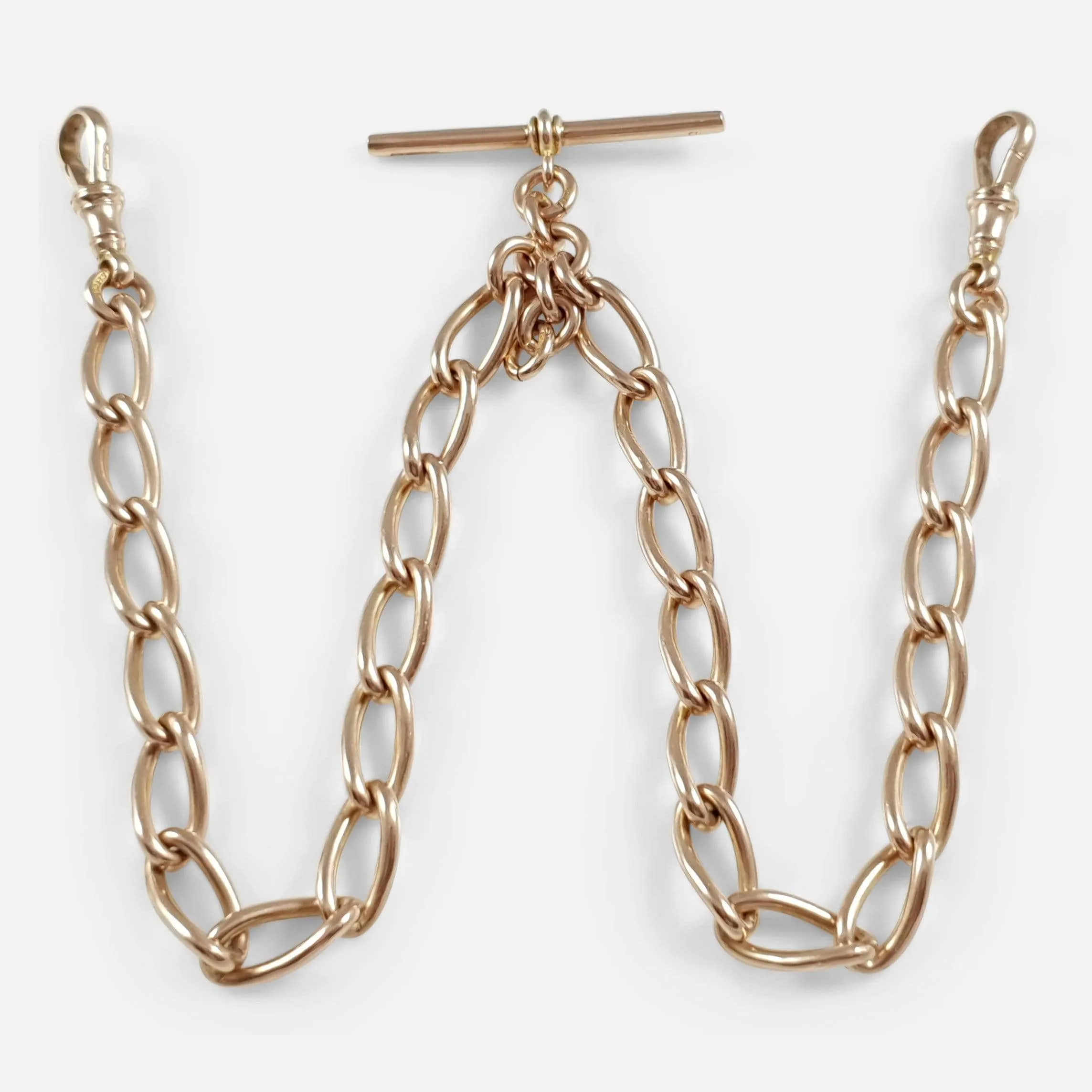 9ct Rose Gold Double Albert Watch Chain 45.5 Grams
