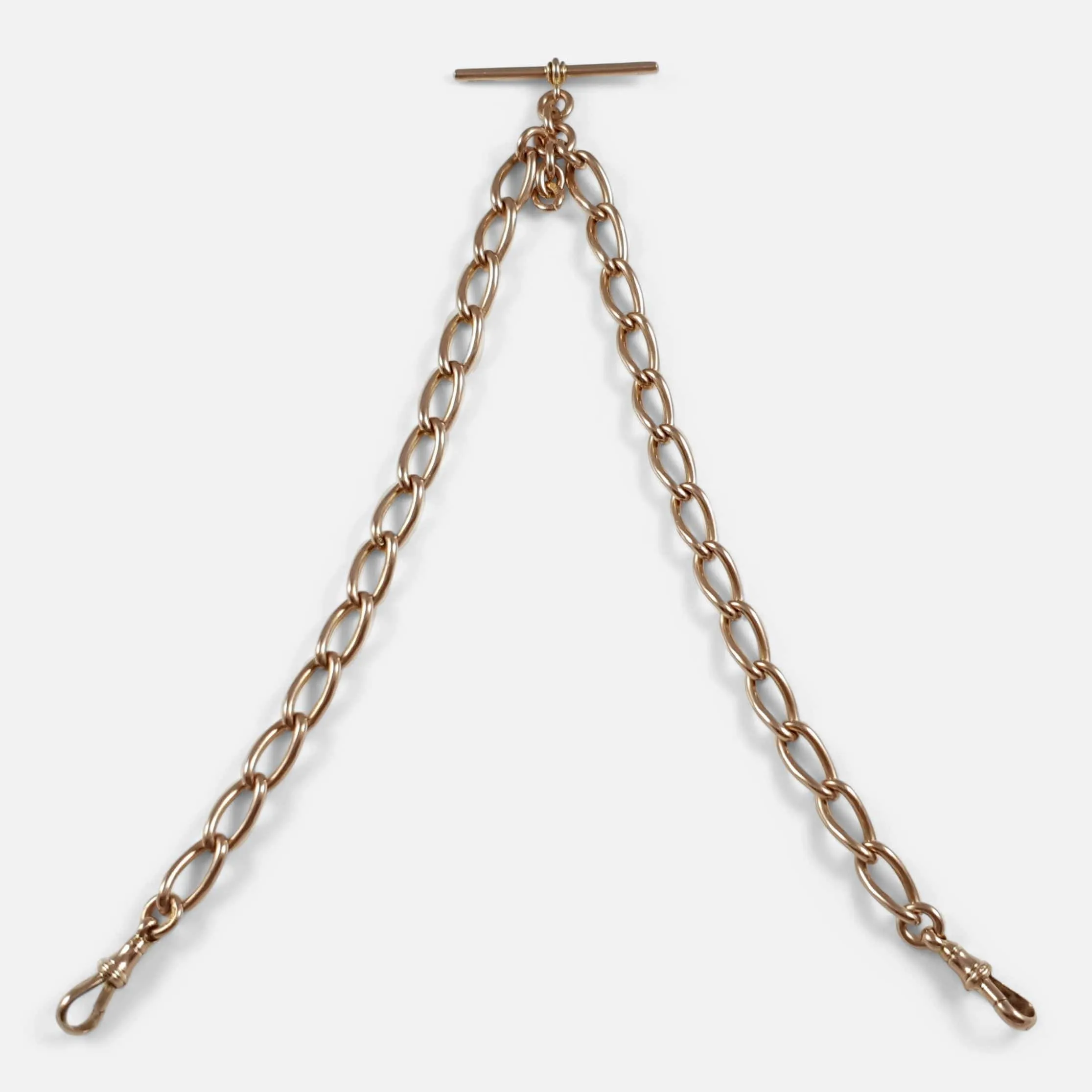9ct Rose Gold Double Albert Watch Chain 45.5 Grams