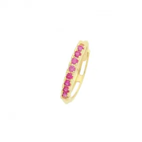 9ct Yellow Gold Ruby Red Zirconia Single Cartilage Huggies 11Mm ES1997R