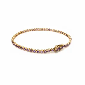 9K Yellow Gold 2.49ct Amethyst Bracelet 7"