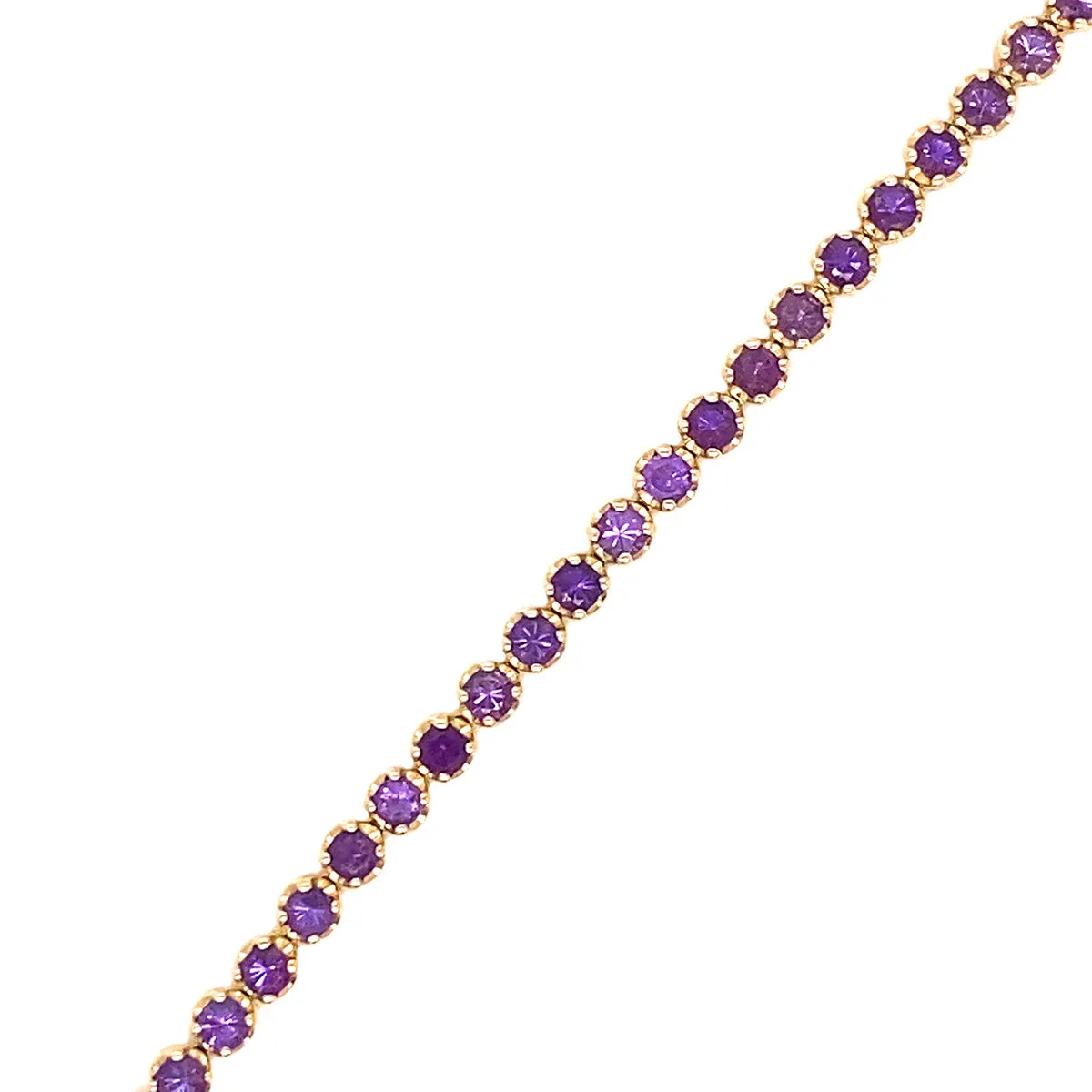 9K Yellow Gold 2.49ct Amethyst Bracelet 7"