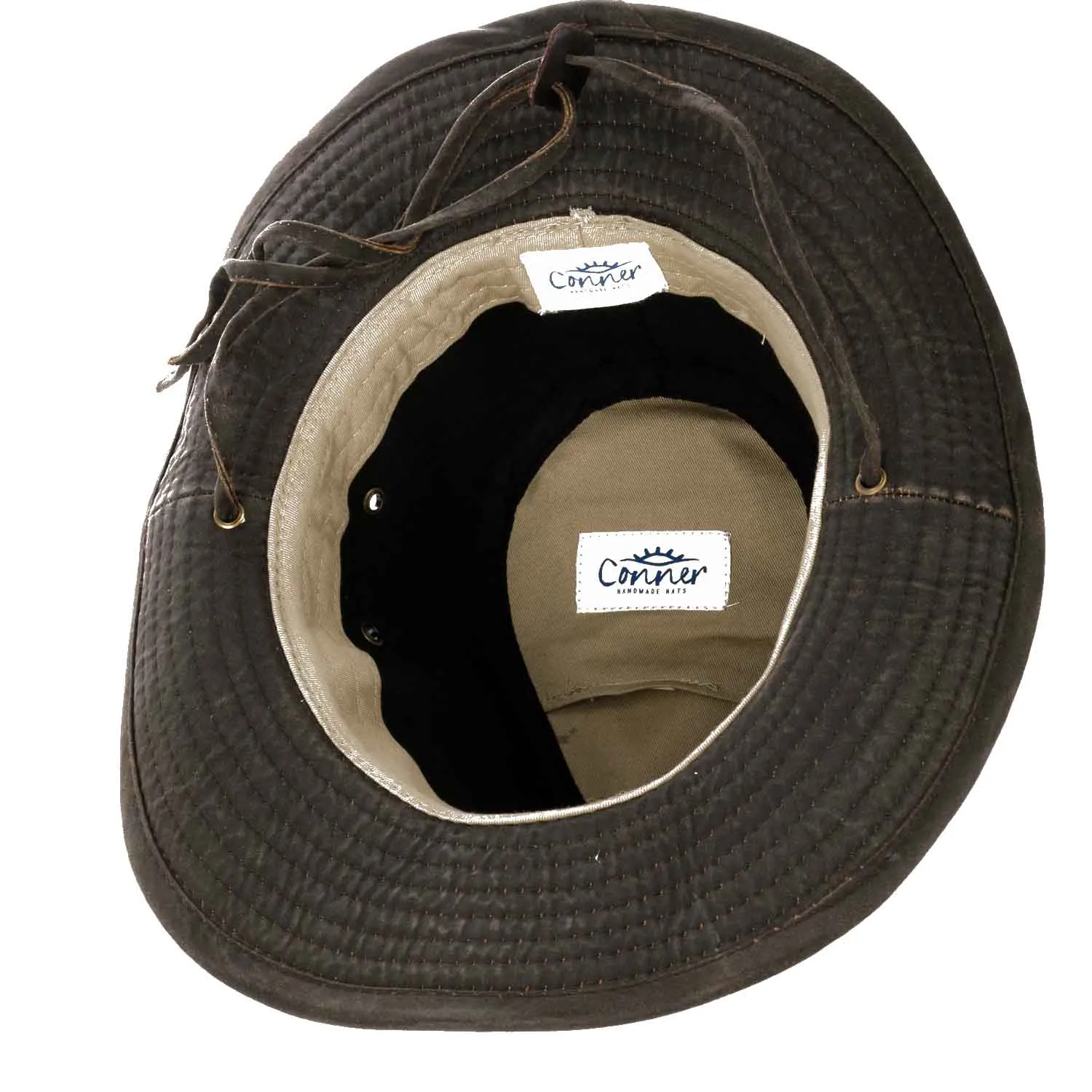 A--Conner's Men's Bounty Hunter Weathered Cotton Outback Hat with Chin Cord
