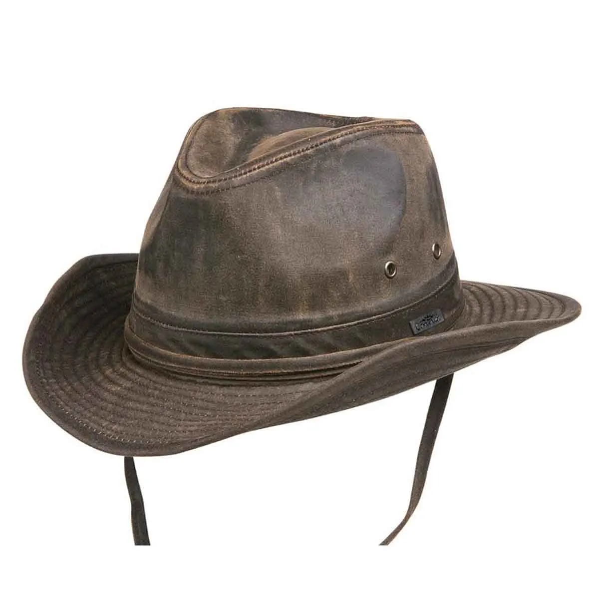 A--Conner's Men's Bounty Hunter Weathered Cotton Outback Hat with Chin Cord