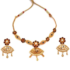 Aankhi - Minakari Flower Motif Necklace Set