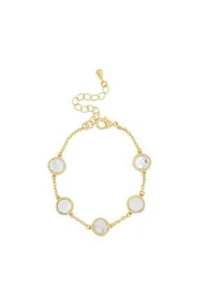 Absolute White Opal & Crystal Bead Bracelet, Gold