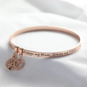 'Always My Mum' Meaningful Word Bangle in Rose Gold