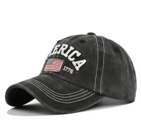America USA Flag hat black