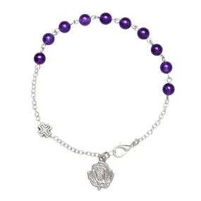 AMETHYST BEADS ROSARY BRACELET - METAL