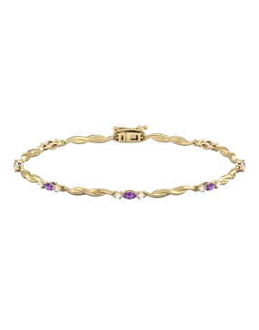 Amethyst Bracelet - 10ct Yellow Gold Amethyst & Diamond Bracelet - 787944