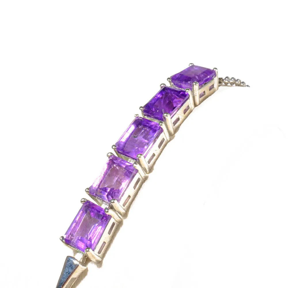 Amethyst Gemstone Silver Bracelet SCB-019