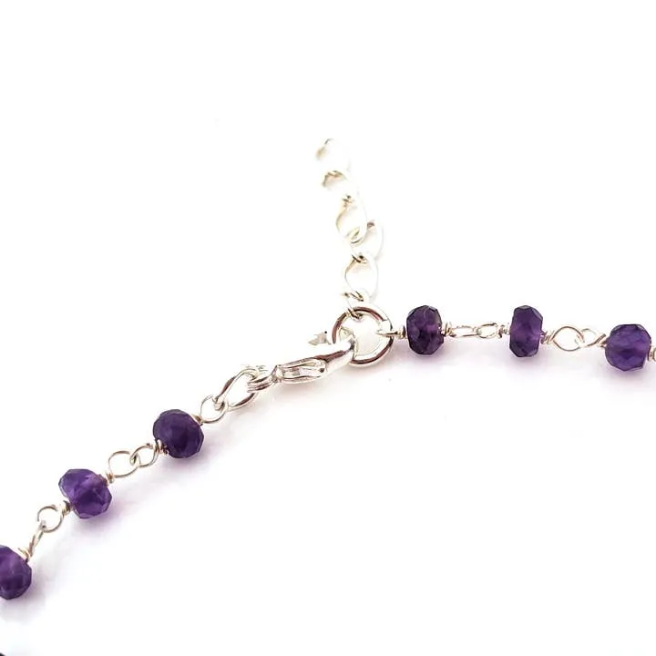 Amethyst Gemstone Sterling Silver Layering Bracelet
