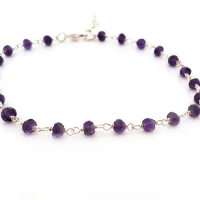 Amethyst Gemstone Sterling Silver Layering Bracelet