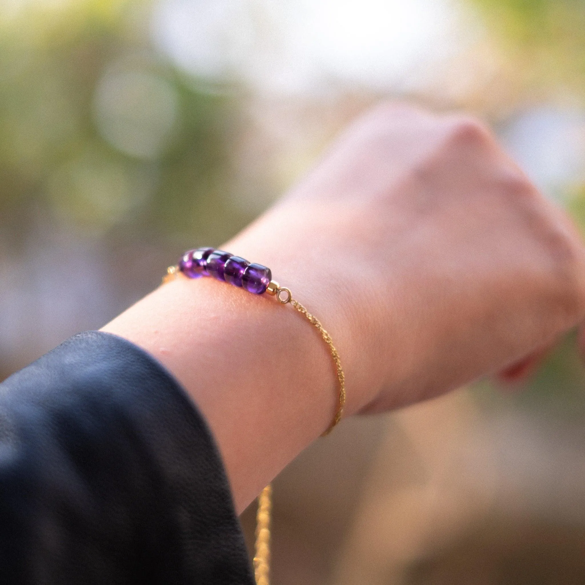 Amethyst Gold Bolo Bracelet