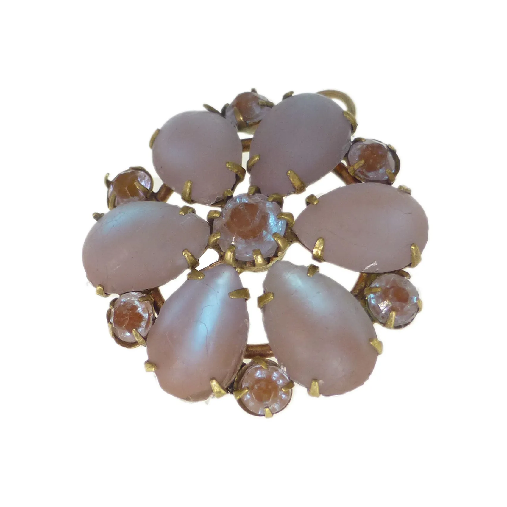 Antique Converted Saphiret Glass Flower Pendant