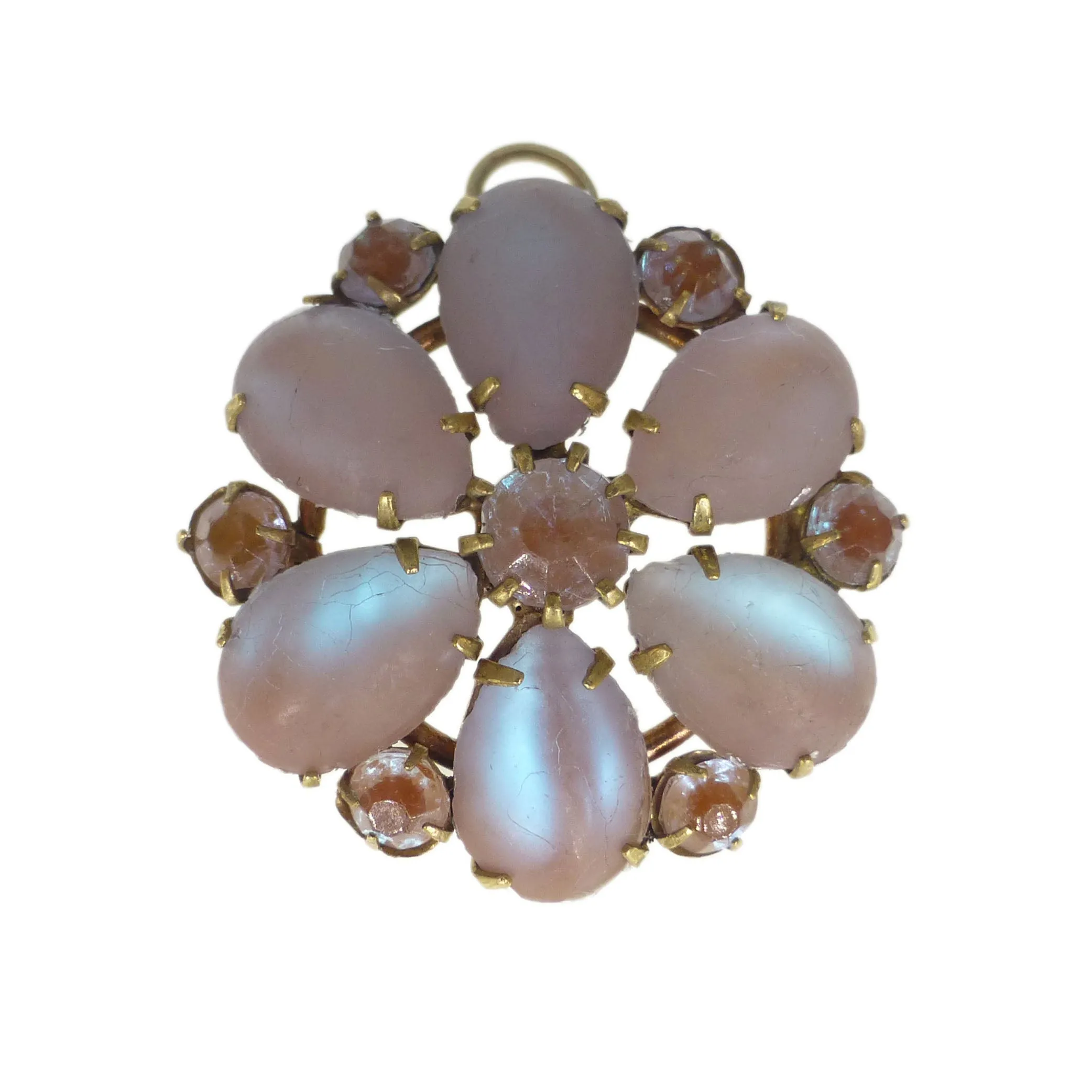 Antique Converted Saphiret Glass Flower Pendant