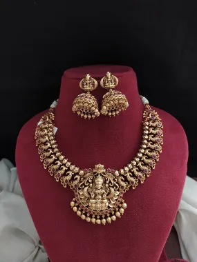 Antique Lakshmi Necklace Set with Peacock Design