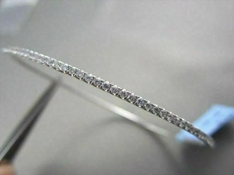 ANTIQUE NARROW 2.06CT DIAMOND 18KT WHITE GOLD 2MM WIDE BANGLE SIMPLY BEAUTIFUL!
