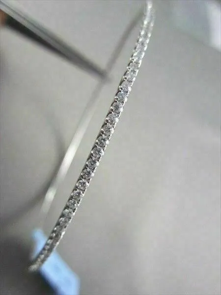 ANTIQUE NARROW 2.06CT DIAMOND 18KT WHITE GOLD 2MM WIDE BANGLE SIMPLY BEAUTIFUL!