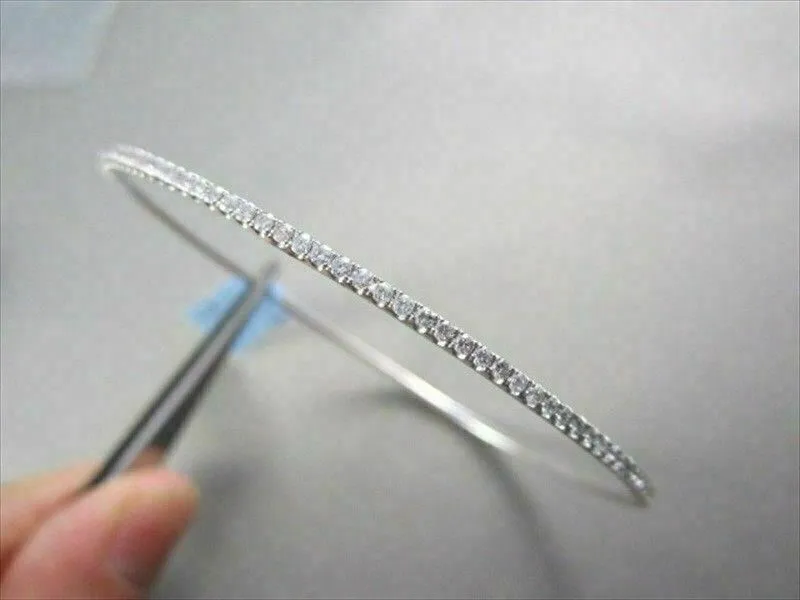 ANTIQUE NARROW 2.06CT DIAMOND 18KT WHITE GOLD 2MM WIDE BANGLE SIMPLY BEAUTIFUL!