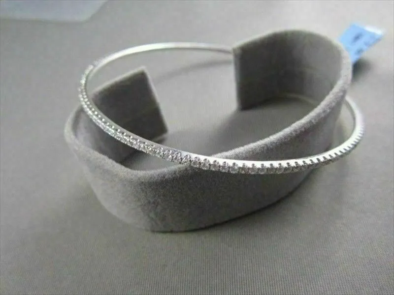 ANTIQUE NARROW 2.06CT DIAMOND 18KT WHITE GOLD 2MM WIDE BANGLE SIMPLY BEAUTIFUL!