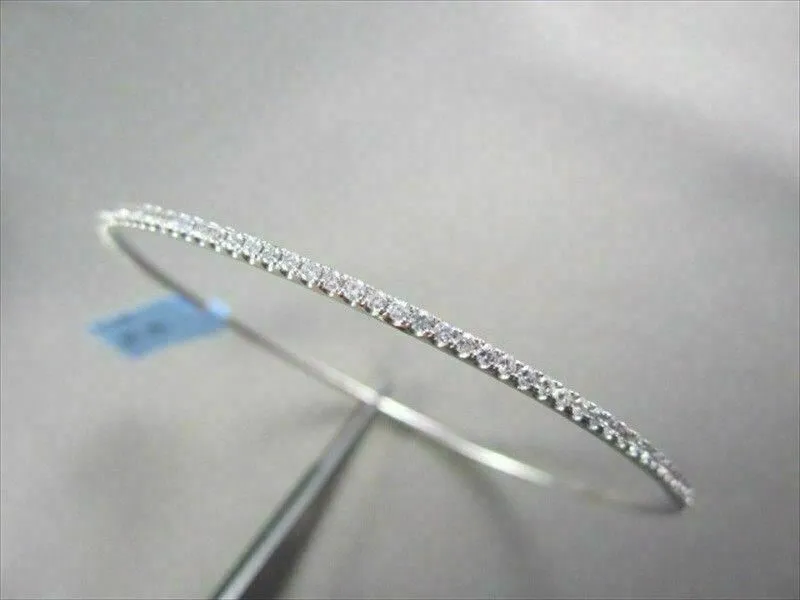 ANTIQUE NARROW 2.06CT DIAMOND 18KT WHITE GOLD 2MM WIDE BANGLE SIMPLY BEAUTIFUL!