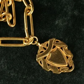 Antique Victorian Gold Silver Albert With Medallion Circa 1880