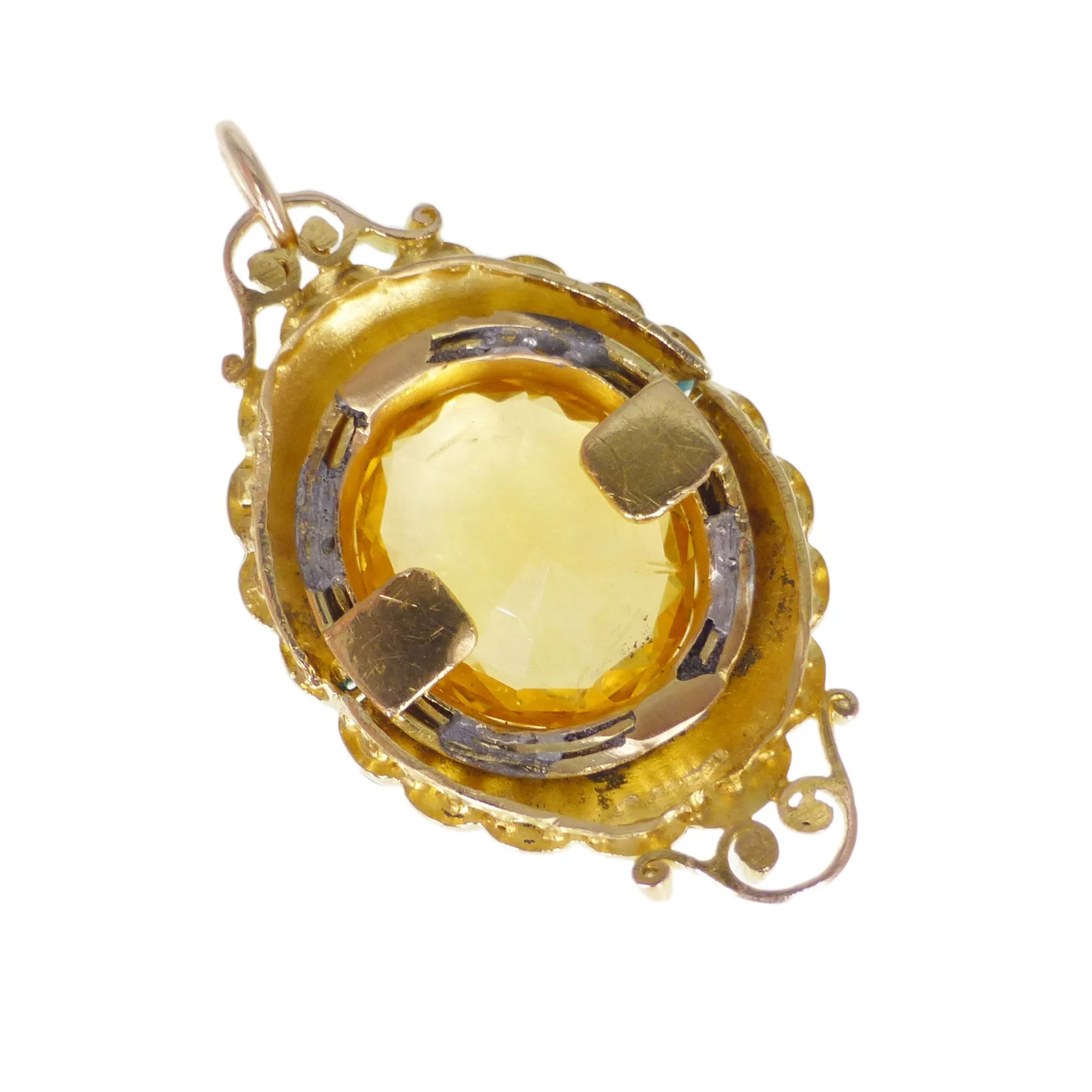 Antique Victorian Gold Turquoise Citrine Pendant