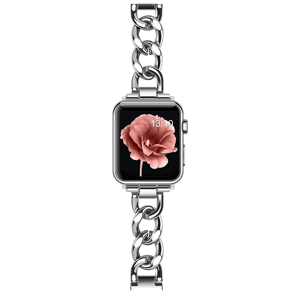 Apple Watch Ultra 49mm / 45mm / 44mm / 42mm | Cool Chain Metal Stainless Steel Bands | Silver