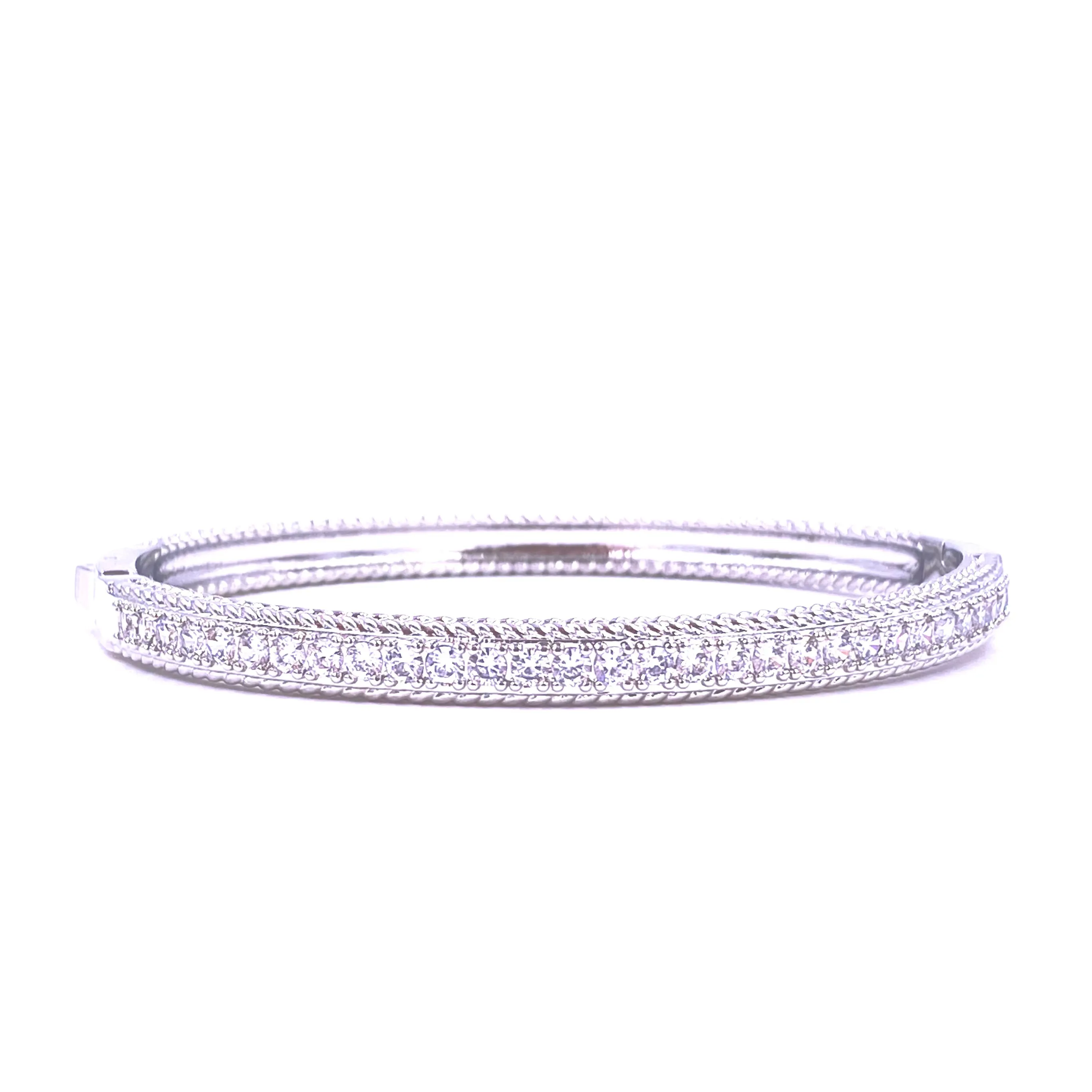 Ashley Gold Stainless Steel CZ Cluster Bar Bangle Bracelet