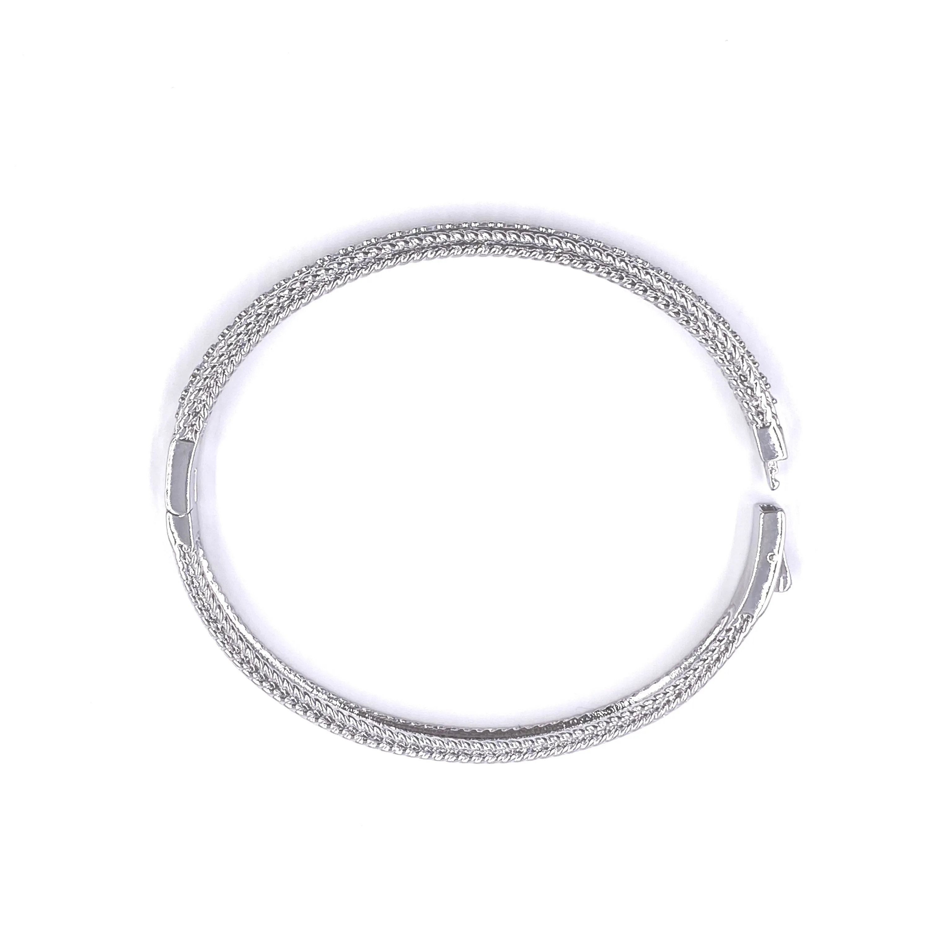 Ashley Gold Stainless Steel CZ Cluster Bar Bangle Bracelet