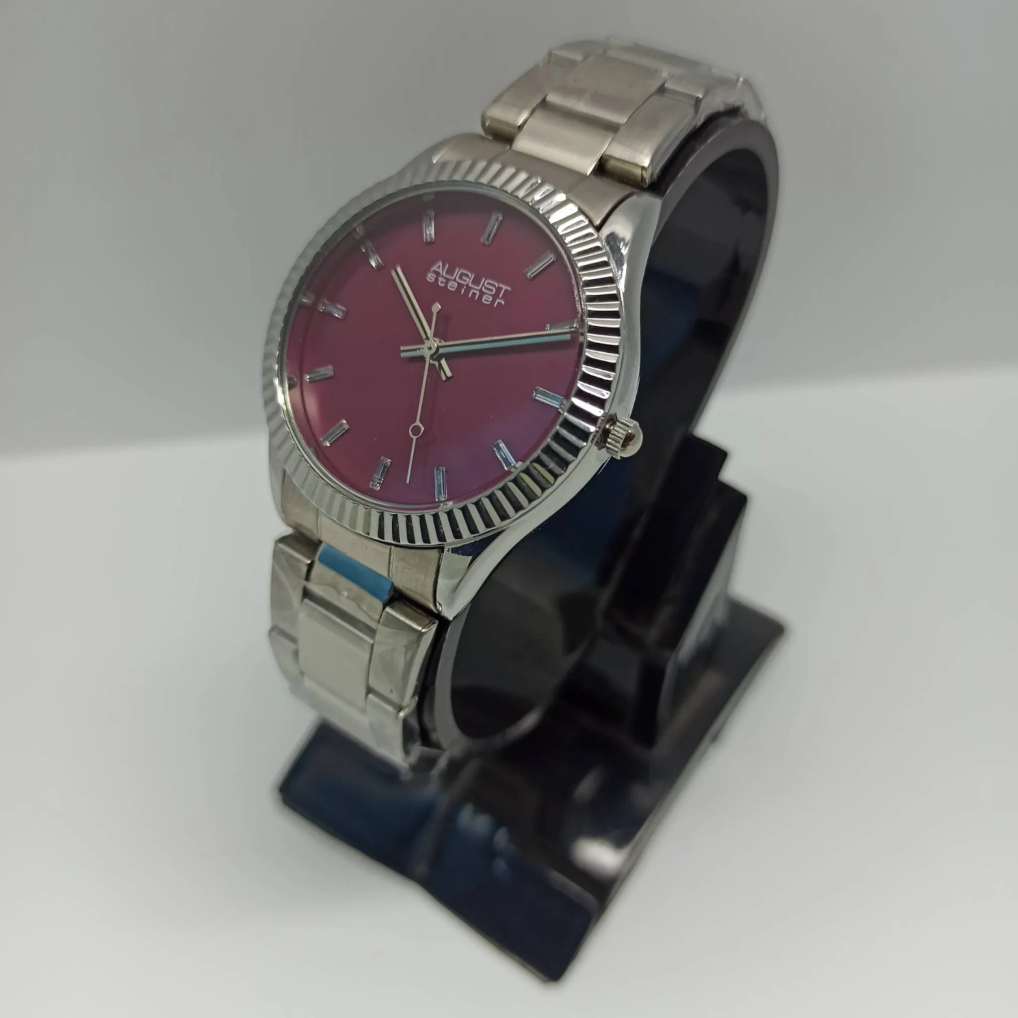 August Steiner - Original - Silver/Burgundy - Quartz - 36mm - Women's Watch