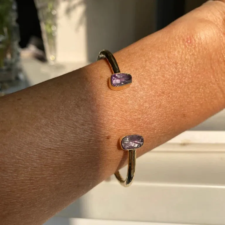 'Aviva' Open Cuff with Double Stones