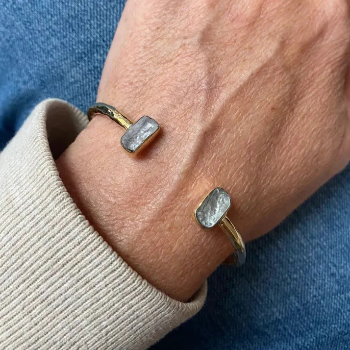 'Aviva' Open Cuff with Double Stones