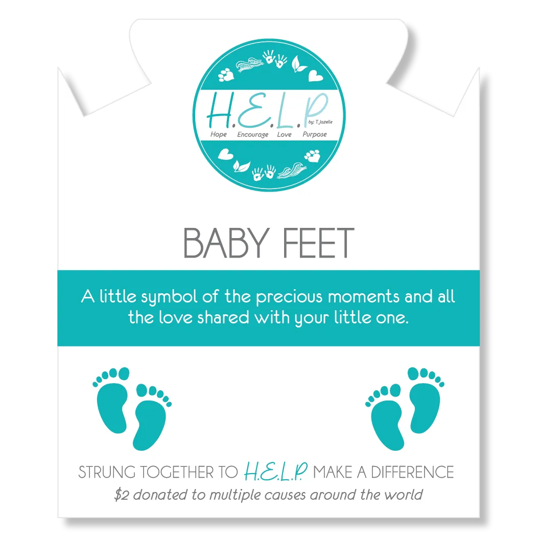 Baby Feet Charm with Blue Opal Jade Charity Bracelet