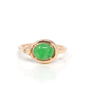 Baikalla™ "Daria" 18k Rose Gold Natural Imperial Jadeite Engagment Ring