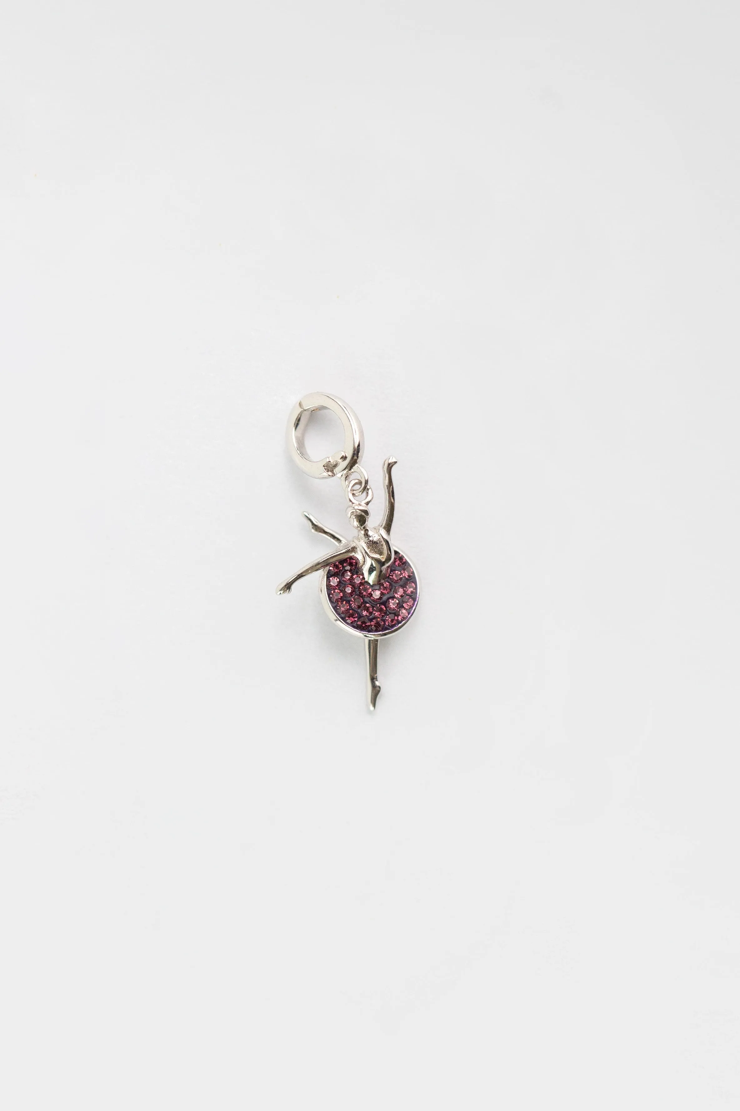 Ballerina in Arabesque Pose Crystal Sterling Silver Charm