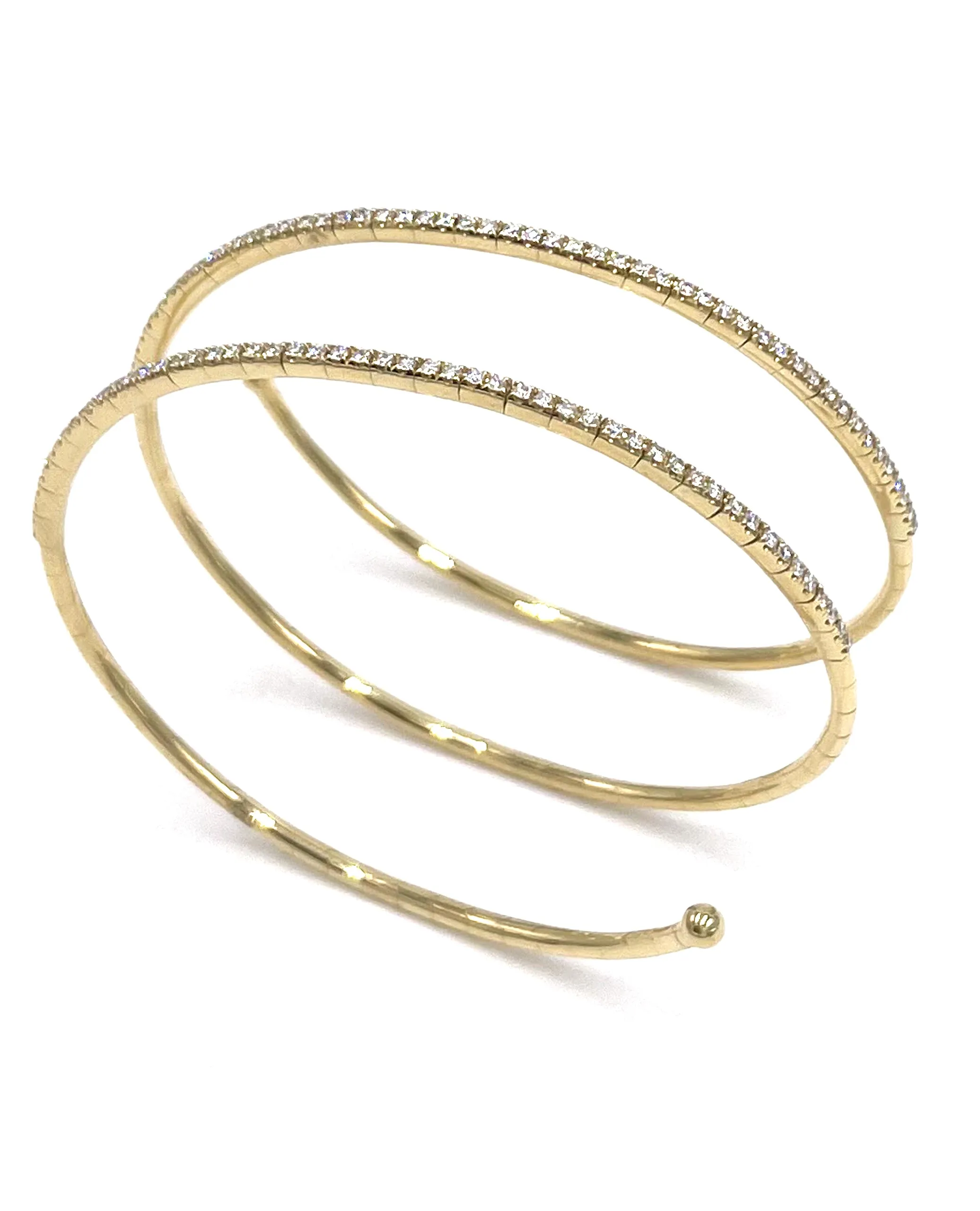 Bangle Bracelet in 18K Yellow Gold with Diamonds (Watch Video)