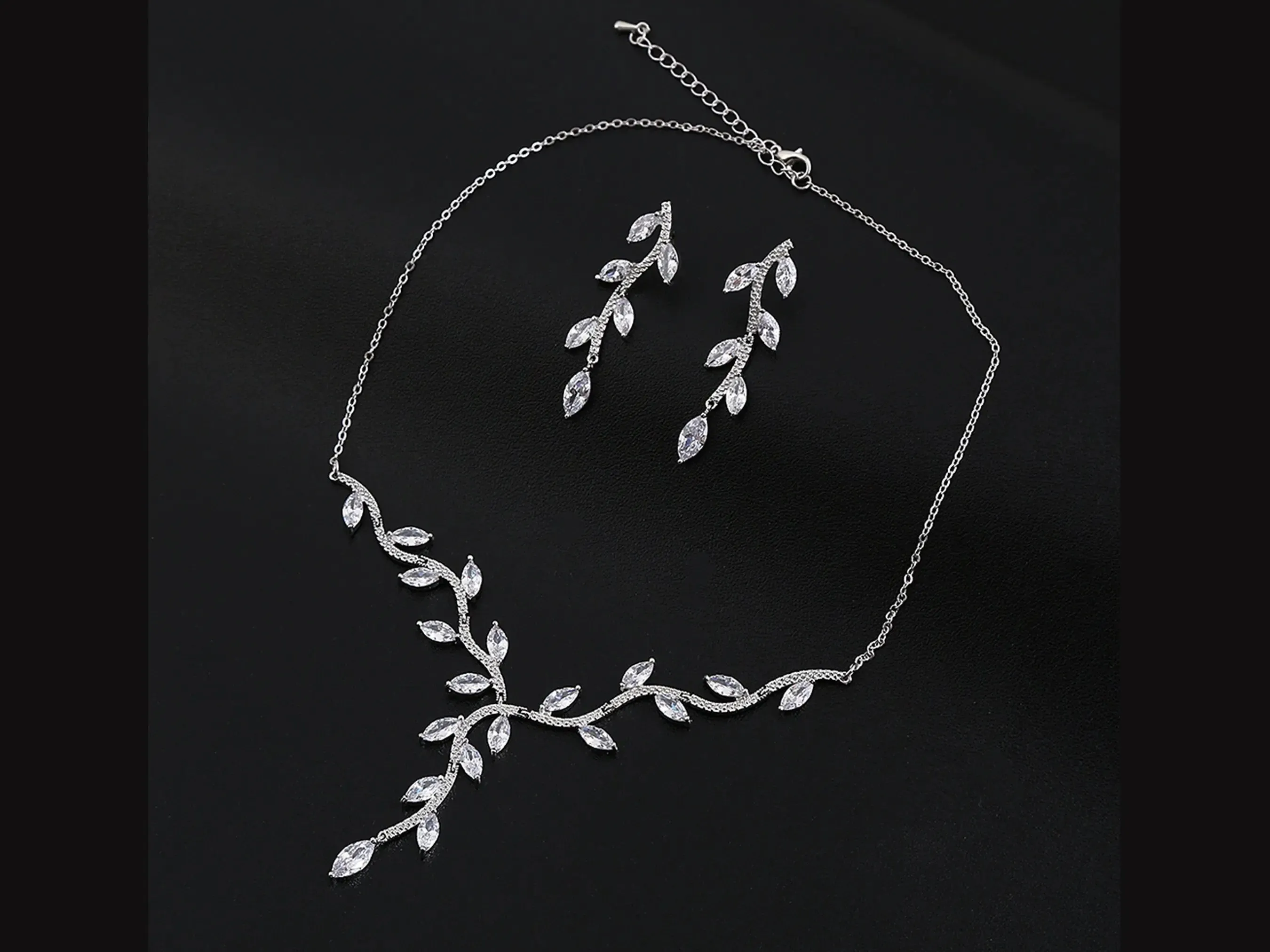 Bridal jewelry set, Wedding jewelry, Vine Necklace and Earrings