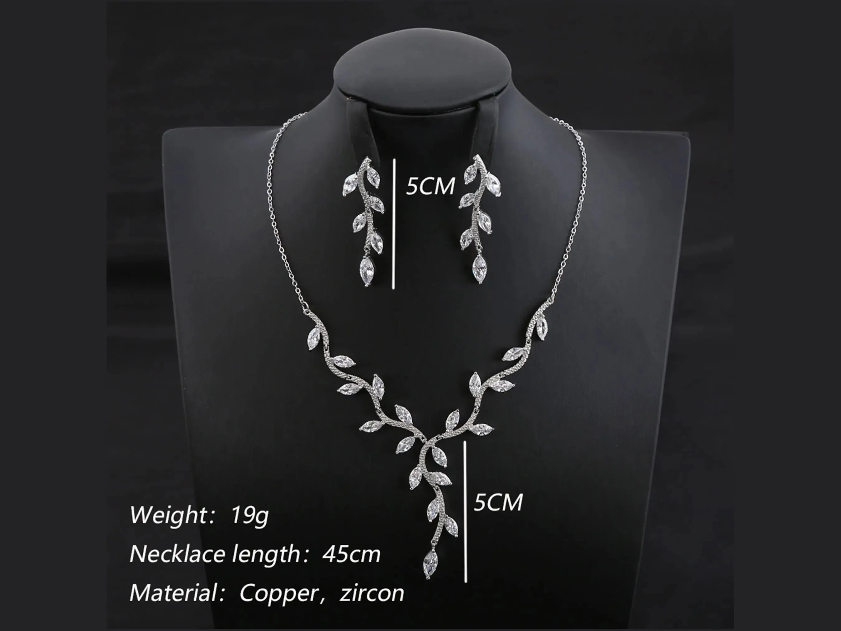 Bridal jewelry set, Wedding jewelry, Vine Necklace and Earrings