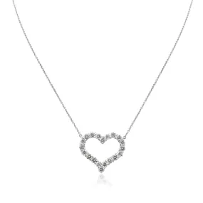 Brilliant Cut Diamond Set Tiffany Hearts Pendant Necklace - Large