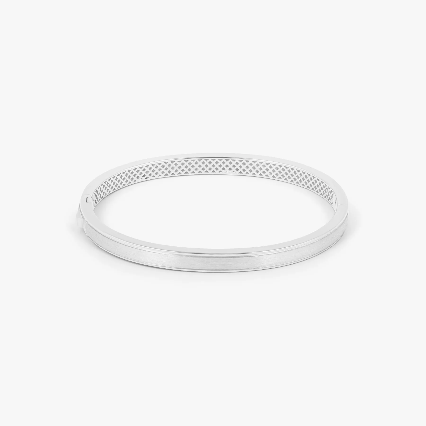 Buckingham Rope Hinge Cuff Bangle in Rhodium Plated Silver