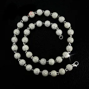 Buddha Beads Necklace - Silver 925 Cuban Link Moissanite Chain