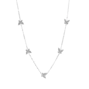 Butterfly by the Inch Diamond CZ .925 Sterling Silver Waterproof Short Necklace