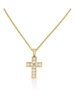 Cartier Diamond Cross Pendant Necklace Adjustable