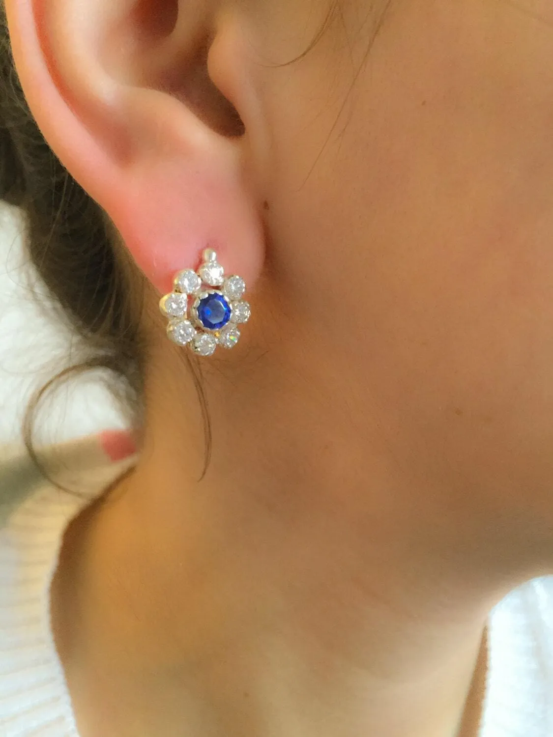 Chrysoprase Earrings - Emerald Flower Studs - Daisy Ruby Earrings
