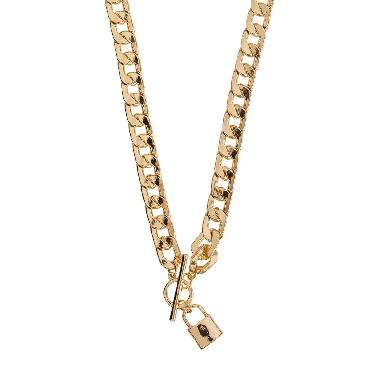 Chunky Curb Lock Chain Necklace